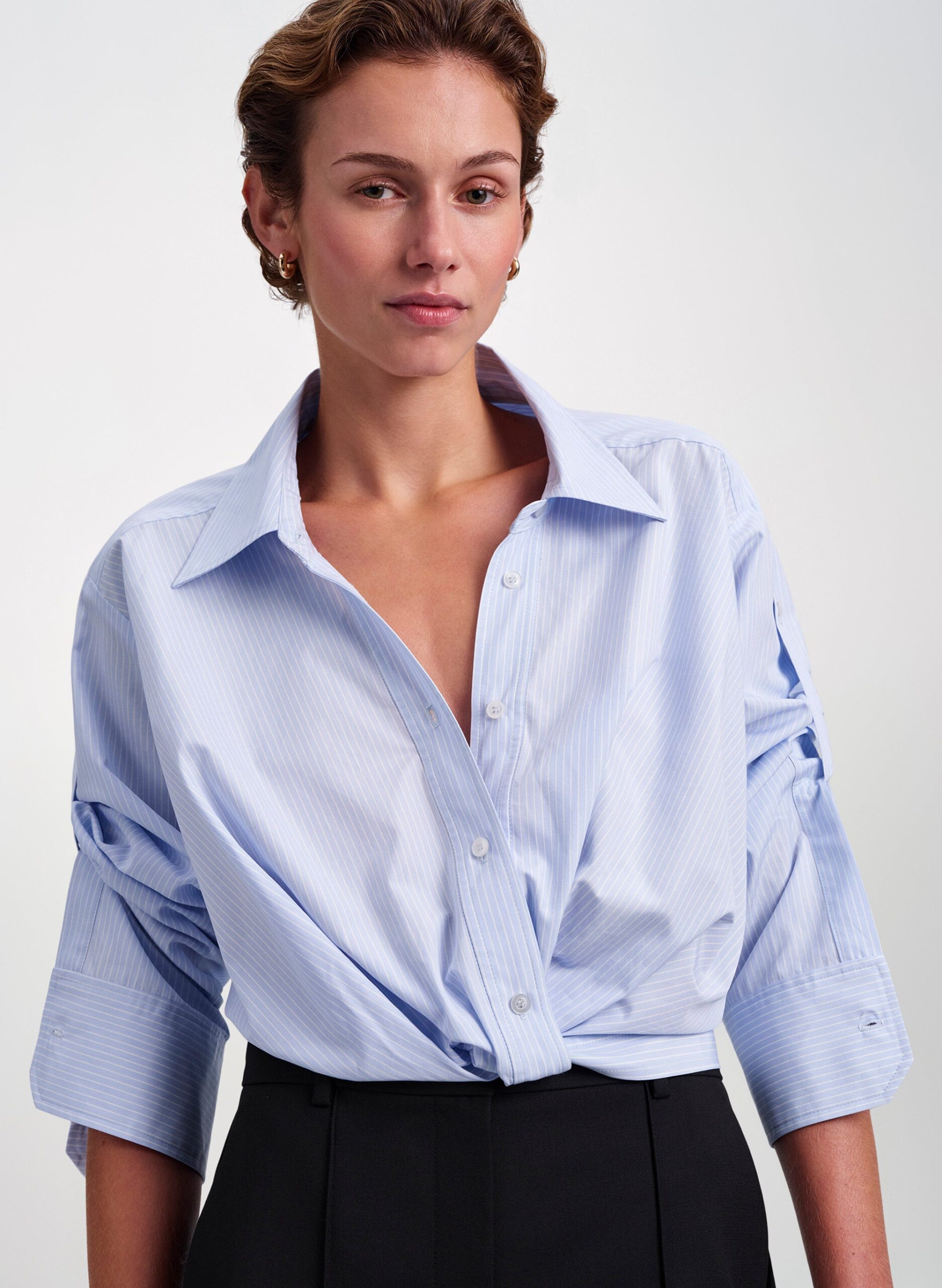 MNALC140926200023027_2 A.L.C. Leo Cropped Cotton Shirt - Image 2