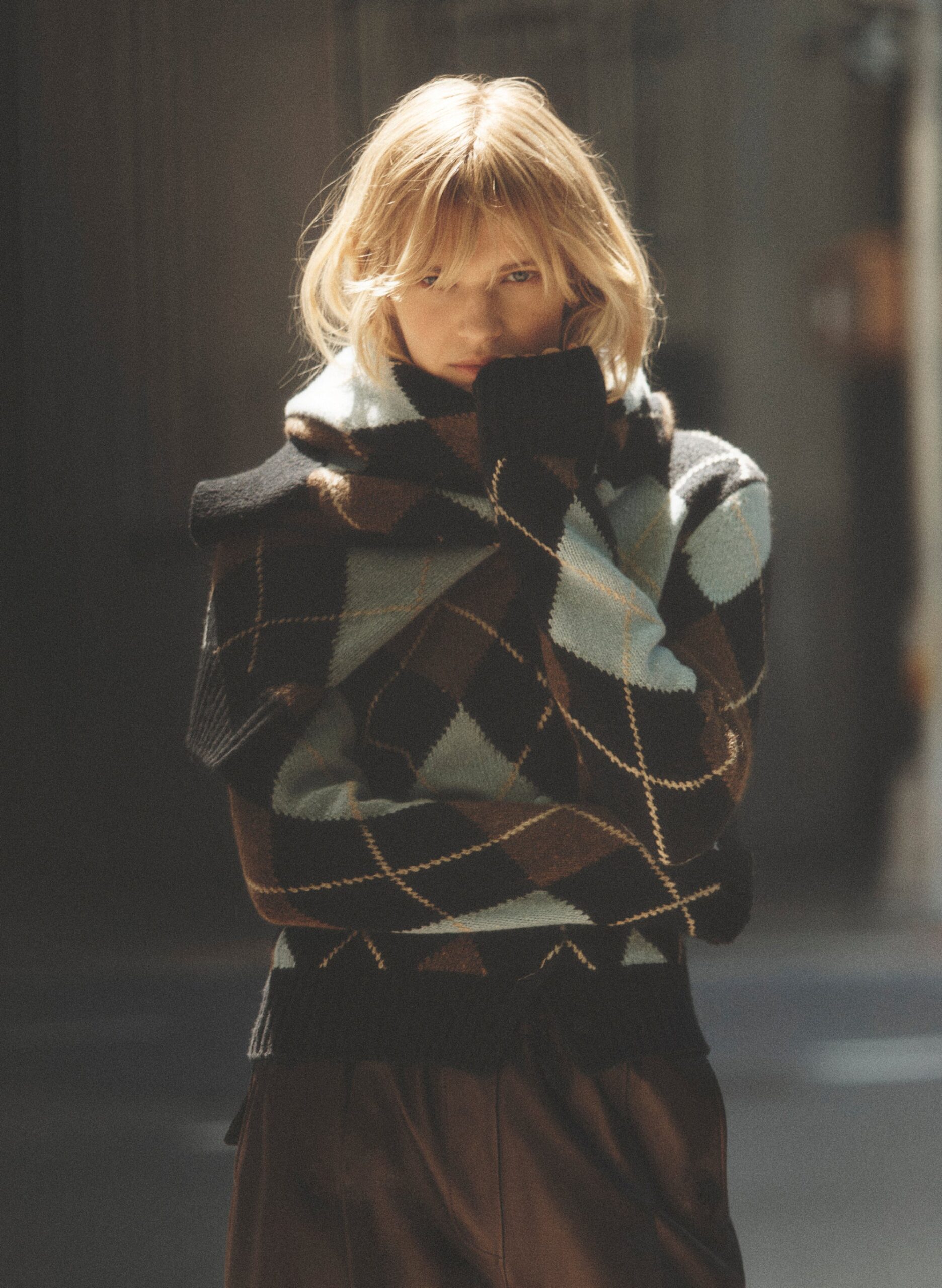 A.L.C. Lennon Argyle Polo Sweater - Image 1