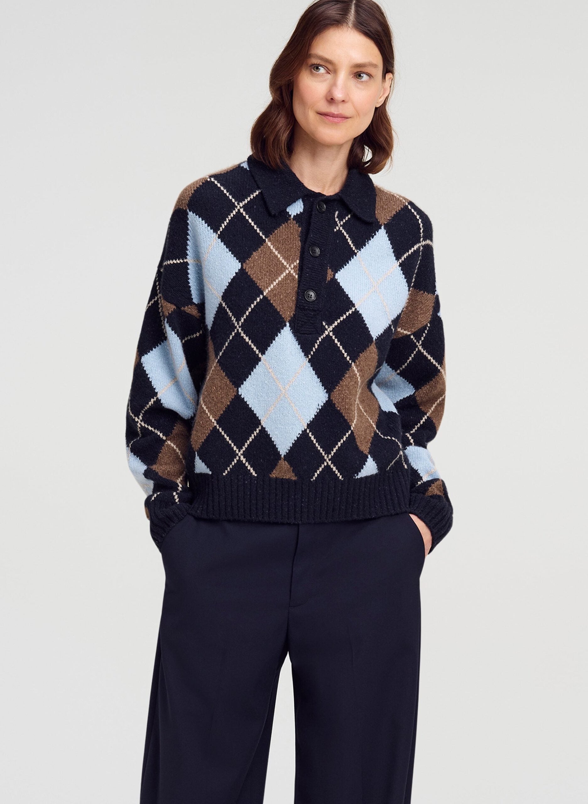 MNALC140926200023028_2 A.L.C. Lennon Argyle Polo Sweater - Image 2