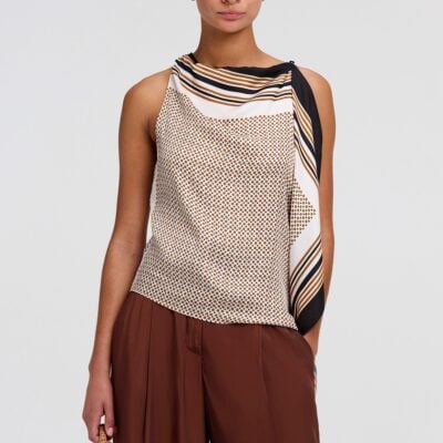 A.L.C. Kit Scarf Print Asymmetric Top - Image 1