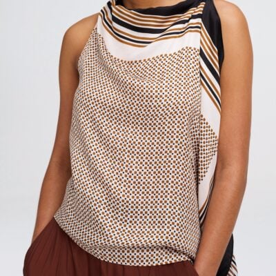 A.L.C. Kit Scarf Print Asymmetric Top - Image 2