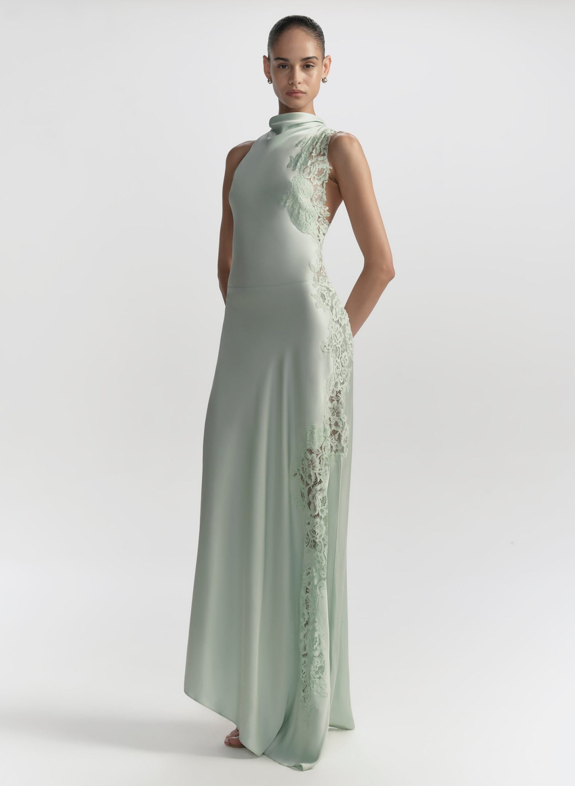 A.L.C. Josephine Satin and Lace Maxi Dress - Image 1
