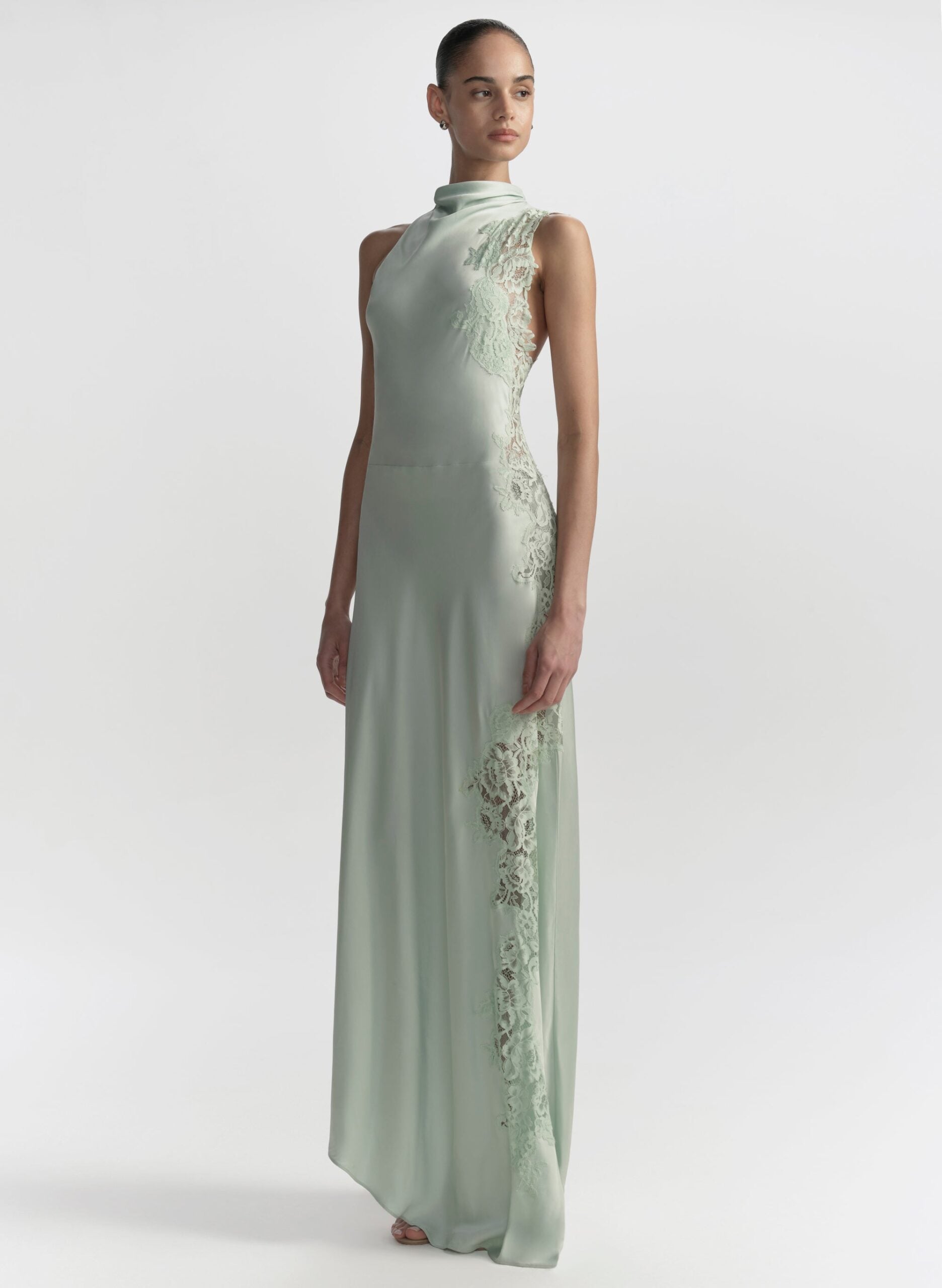 MNALC140926200023042_3 A.L.C. Josephine Satin and Lace Maxi Dress - Image 3