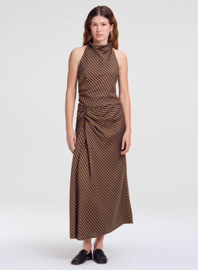 A.L.C. Jean Check Midi Skirt - Image 1