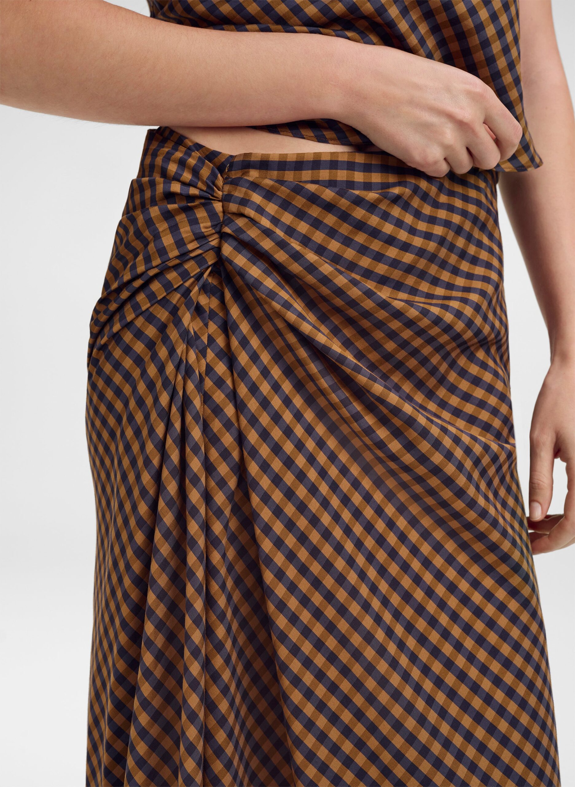 MNALC140926200023047_2 A.L.C. Jean Check Midi Skirt - Image 2