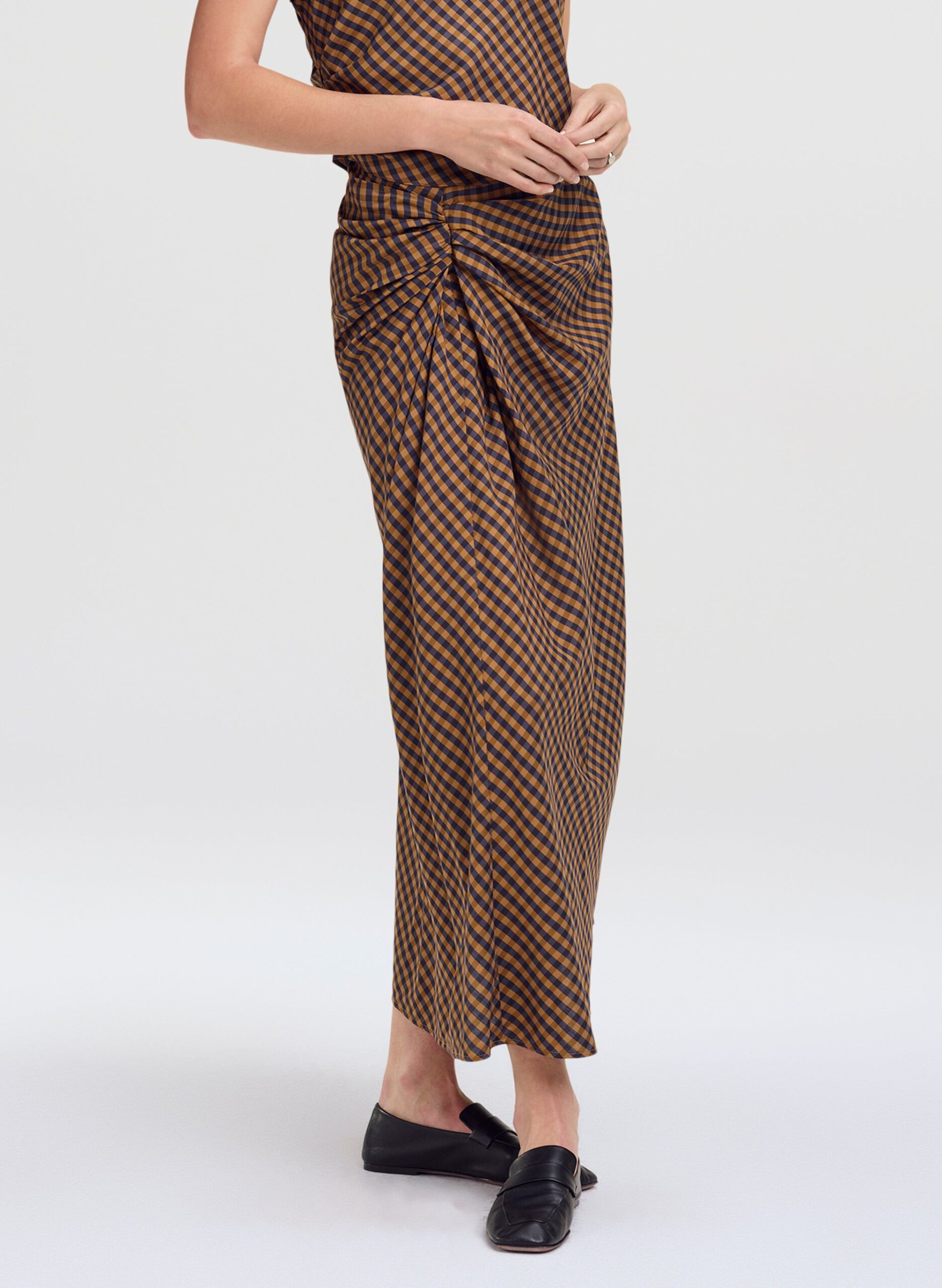 MNALC140926200023047_3 A.L.C. Jean Check Midi Skirt - Image 3