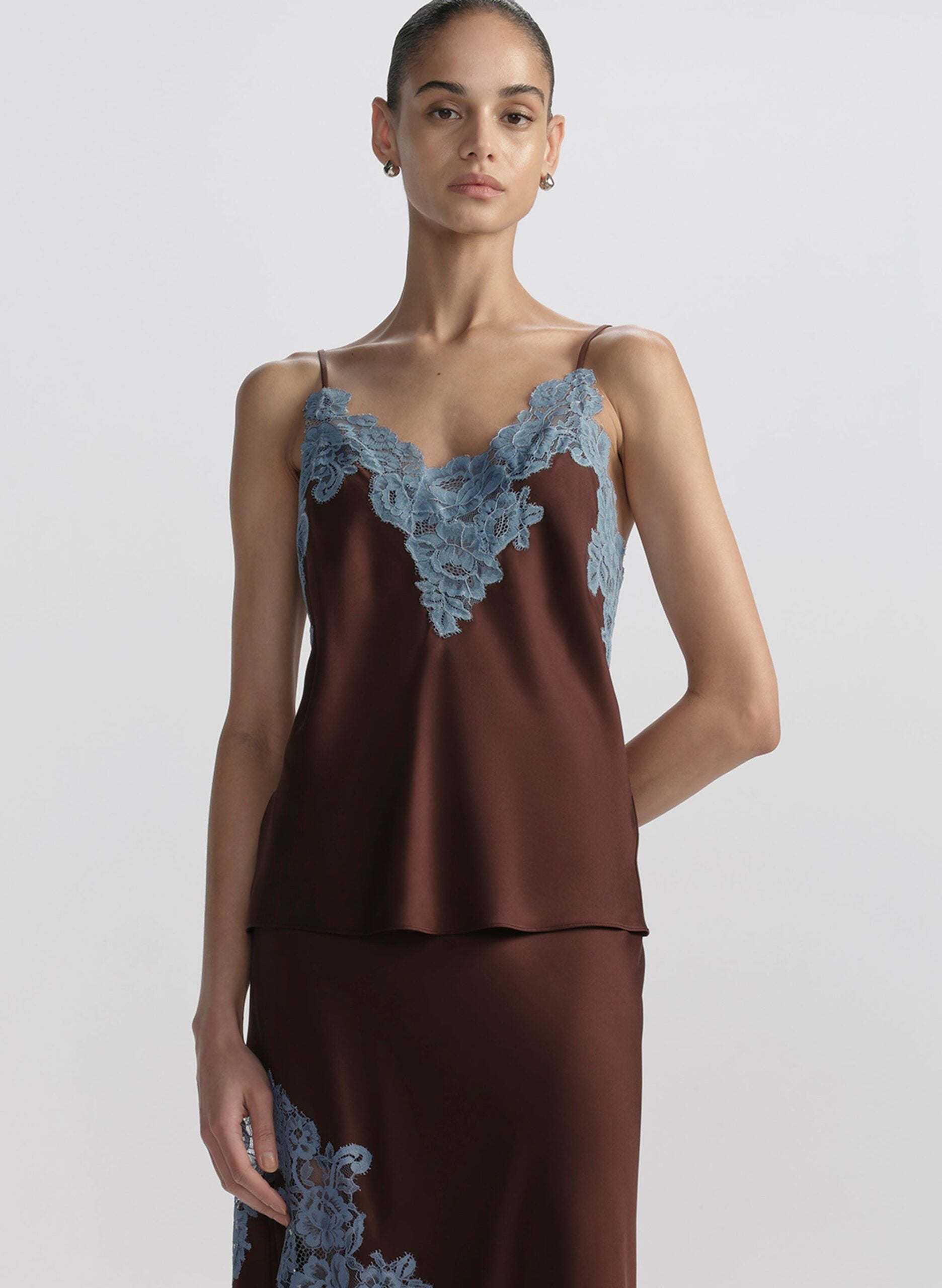 A.L.C. Hana Satin and Lace Camisole Top - Image 1