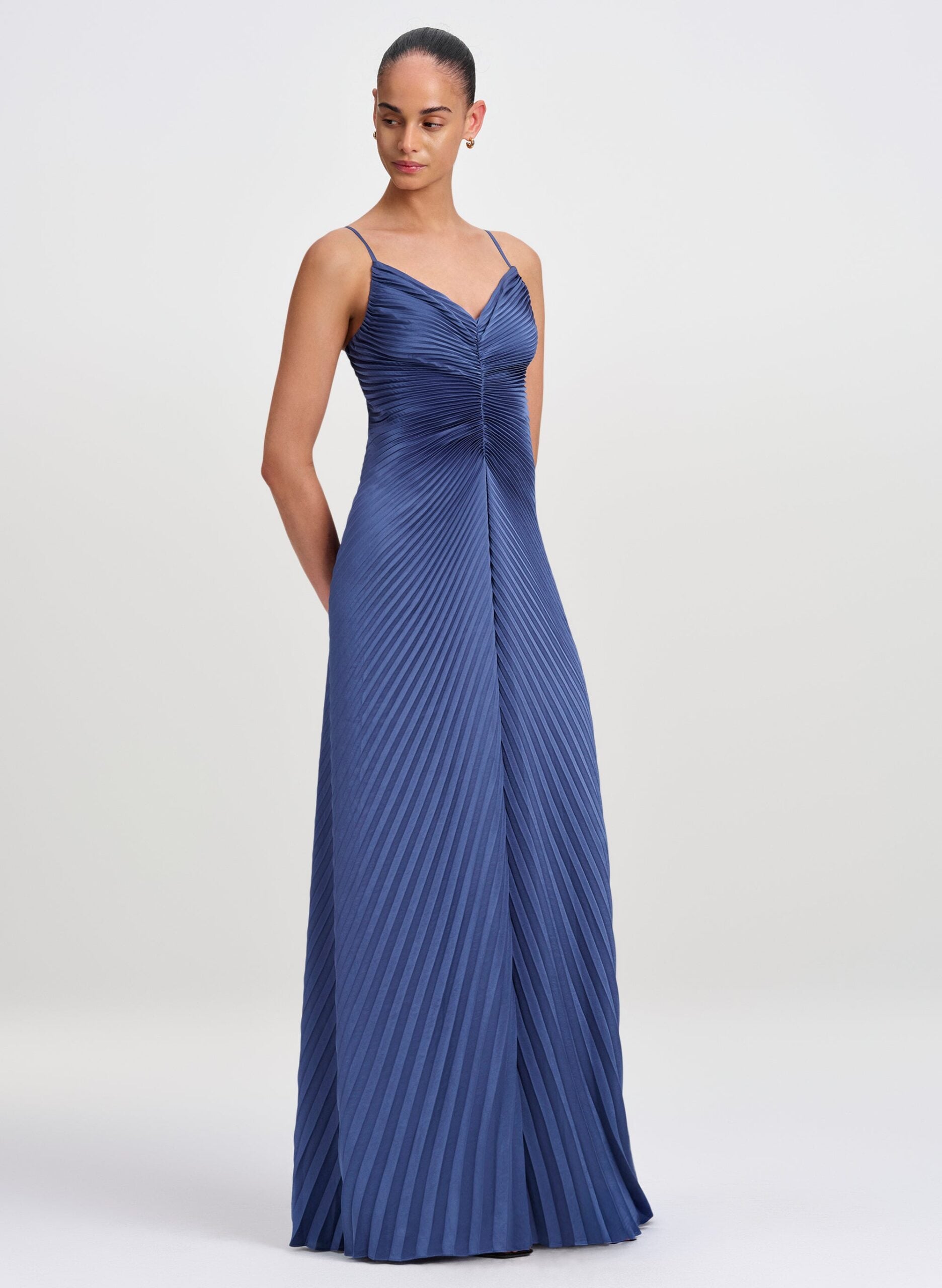 MNALC140926200023066_3 A.L.C. Genevieve Pleated Satin Gown - Image 3