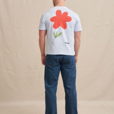 BY JOHNNY. Unisex Red Flower Trim Tee - Image 1
