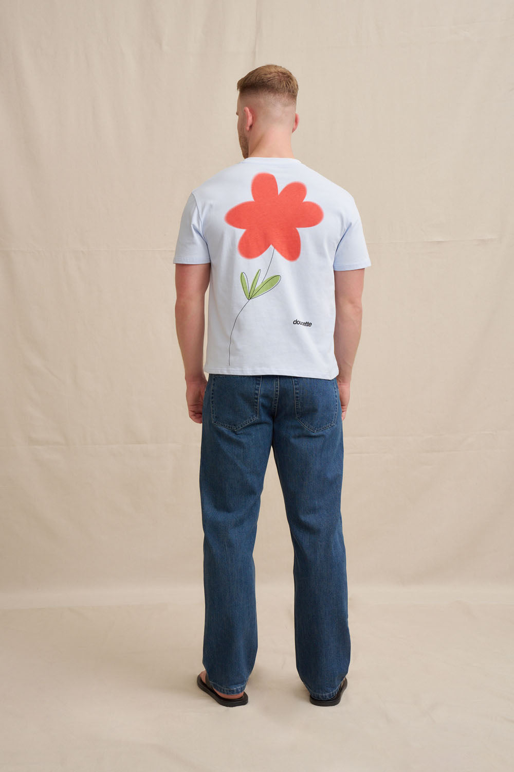 BY JOHNNY. Unisex Red Flower Trim Tee - Image 1