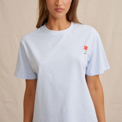 BY JOHNNY. Unisex Red Flower Trim Tee - Image 2