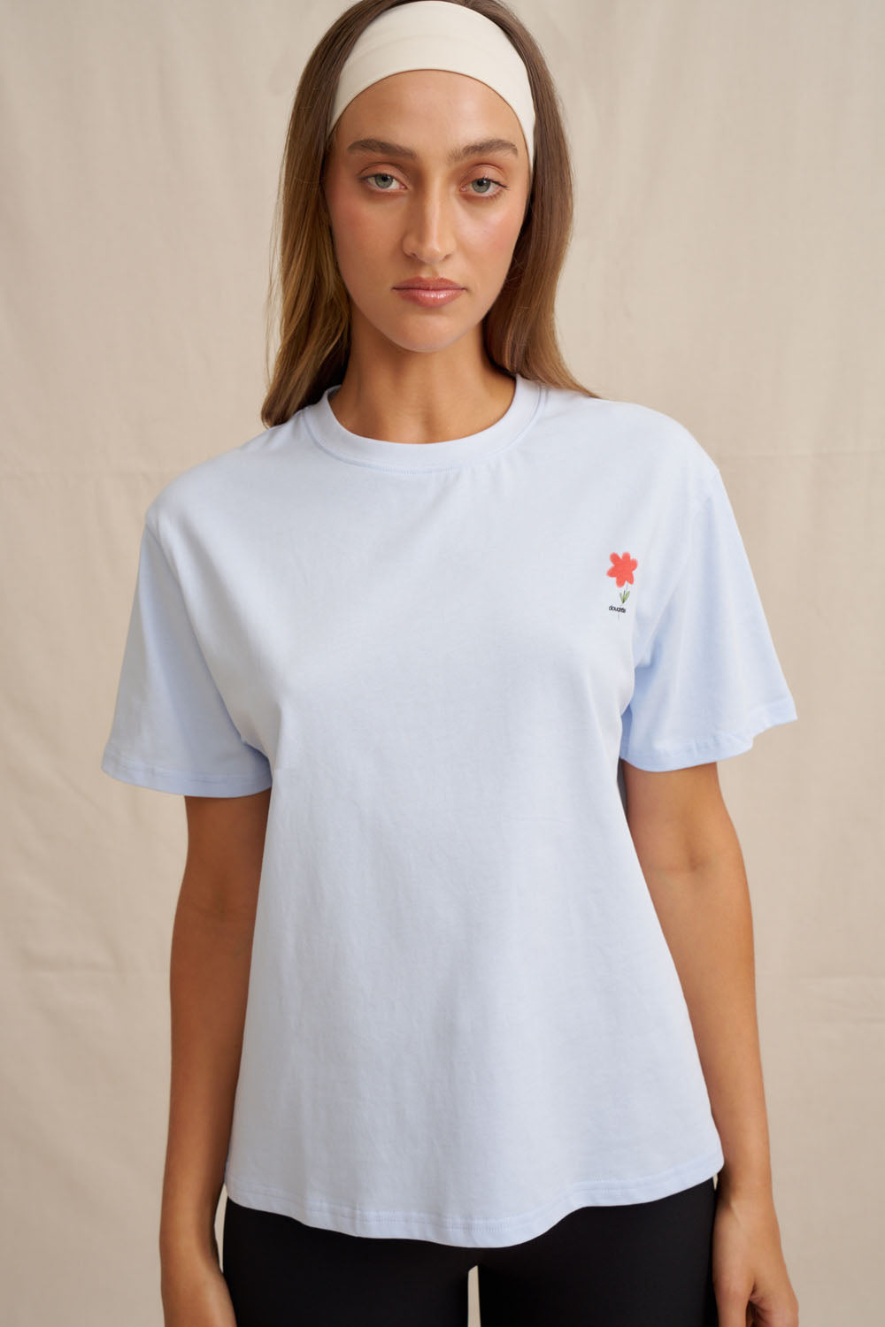 BY JOHNNY. Unisex Red Flower Trim Tee - Image 2