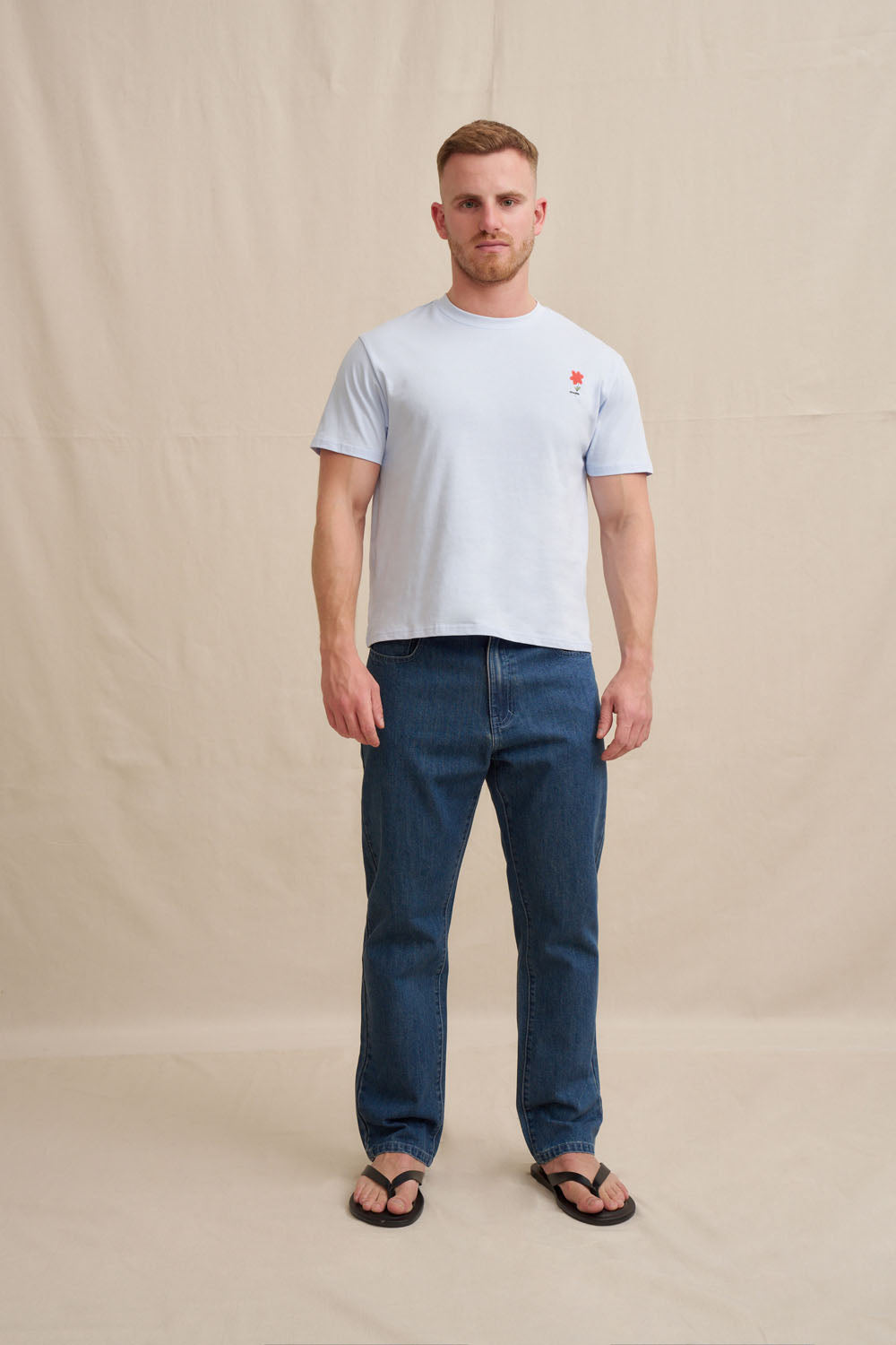 BY JOHNNY. Unisex Red Flower Trim Tee - Image 3