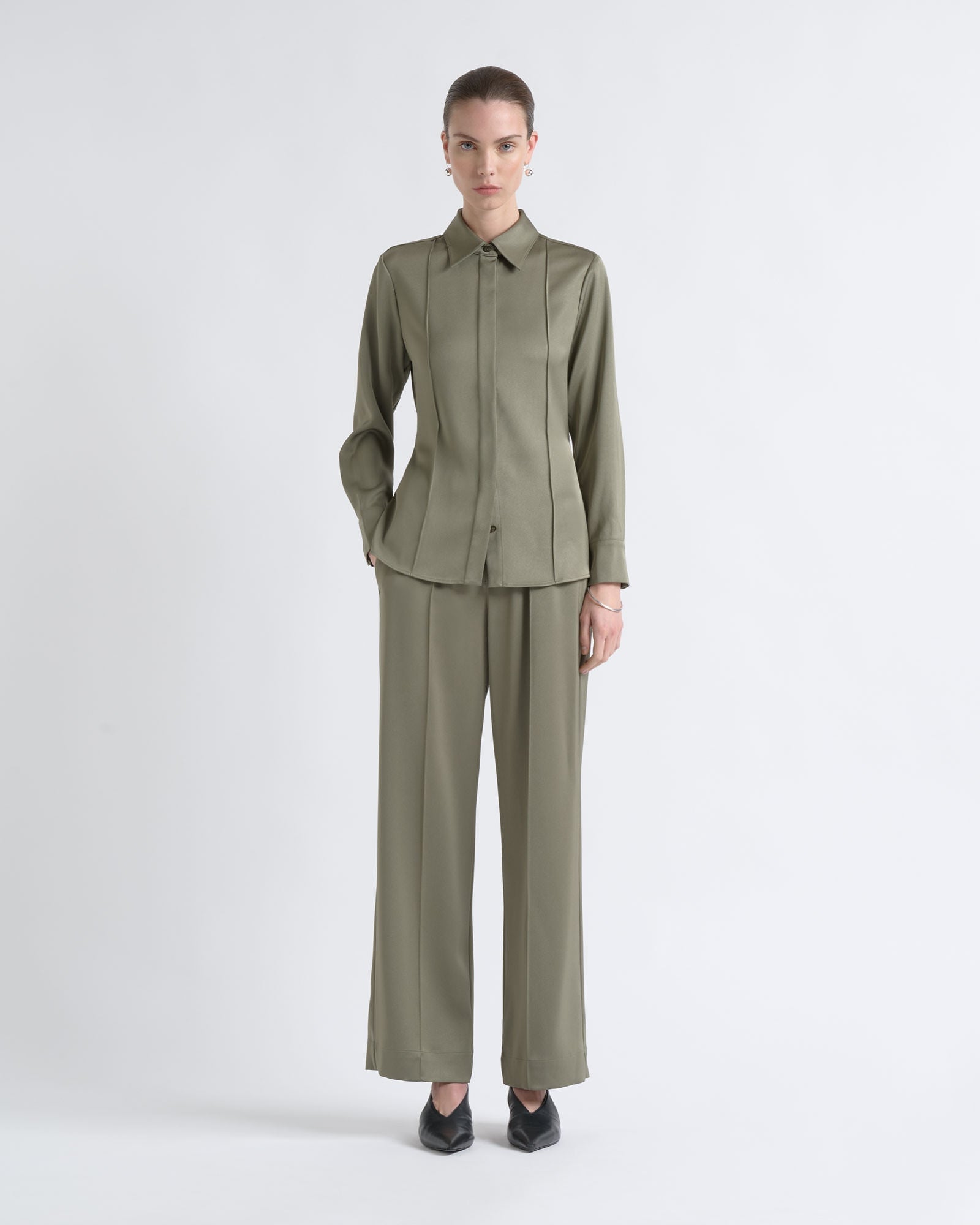 Cue Satin Pin Tuck Shirt - Image 1