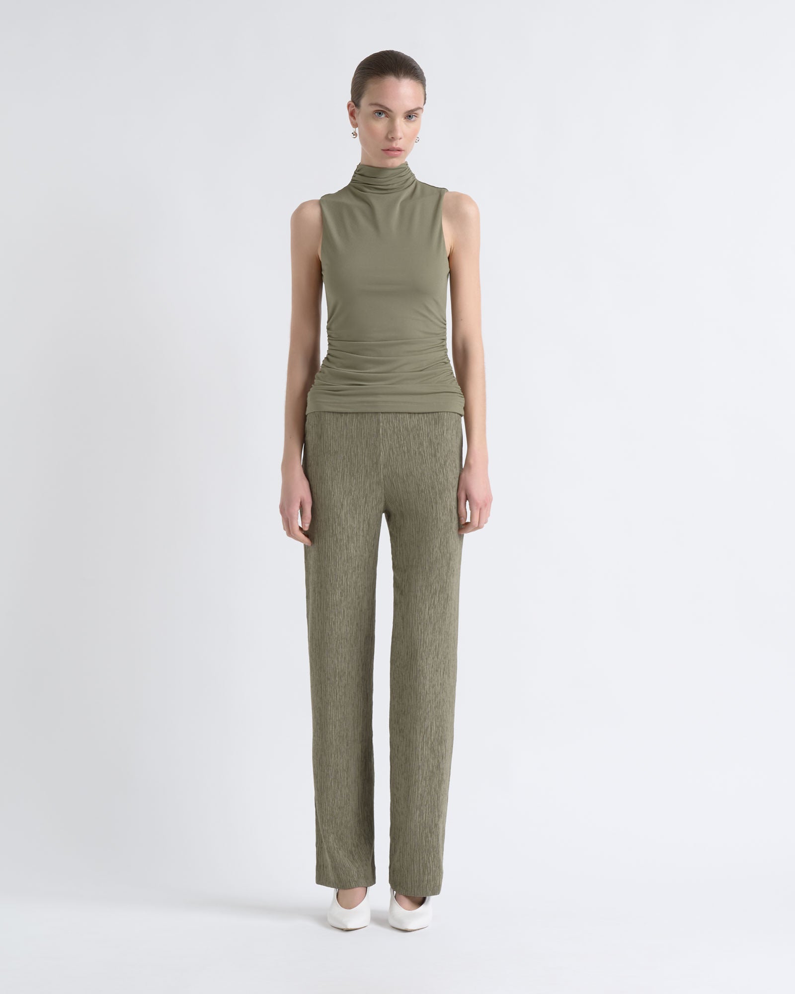 Cue Ruched Mesh Top - Image 1