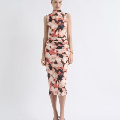 Cue Romantic Floral Rouched Midi Dress - Image 1