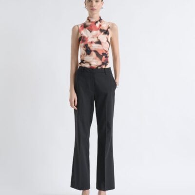 Cue Romantic Floral Rouched Mesh Top - Image 1
