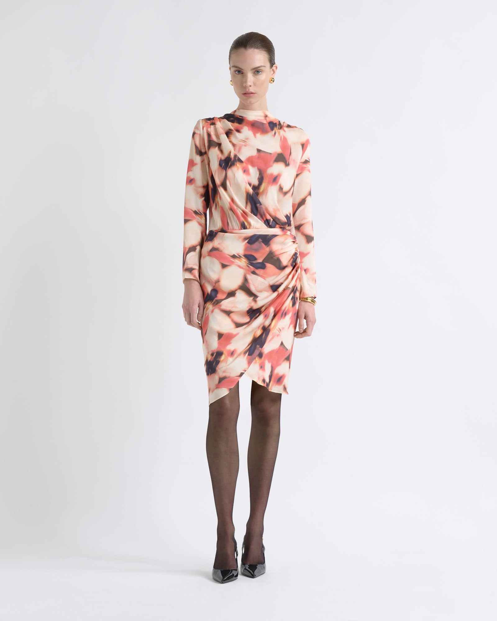 Cue Romantic Floral Gathered Mini Dress - Image 1