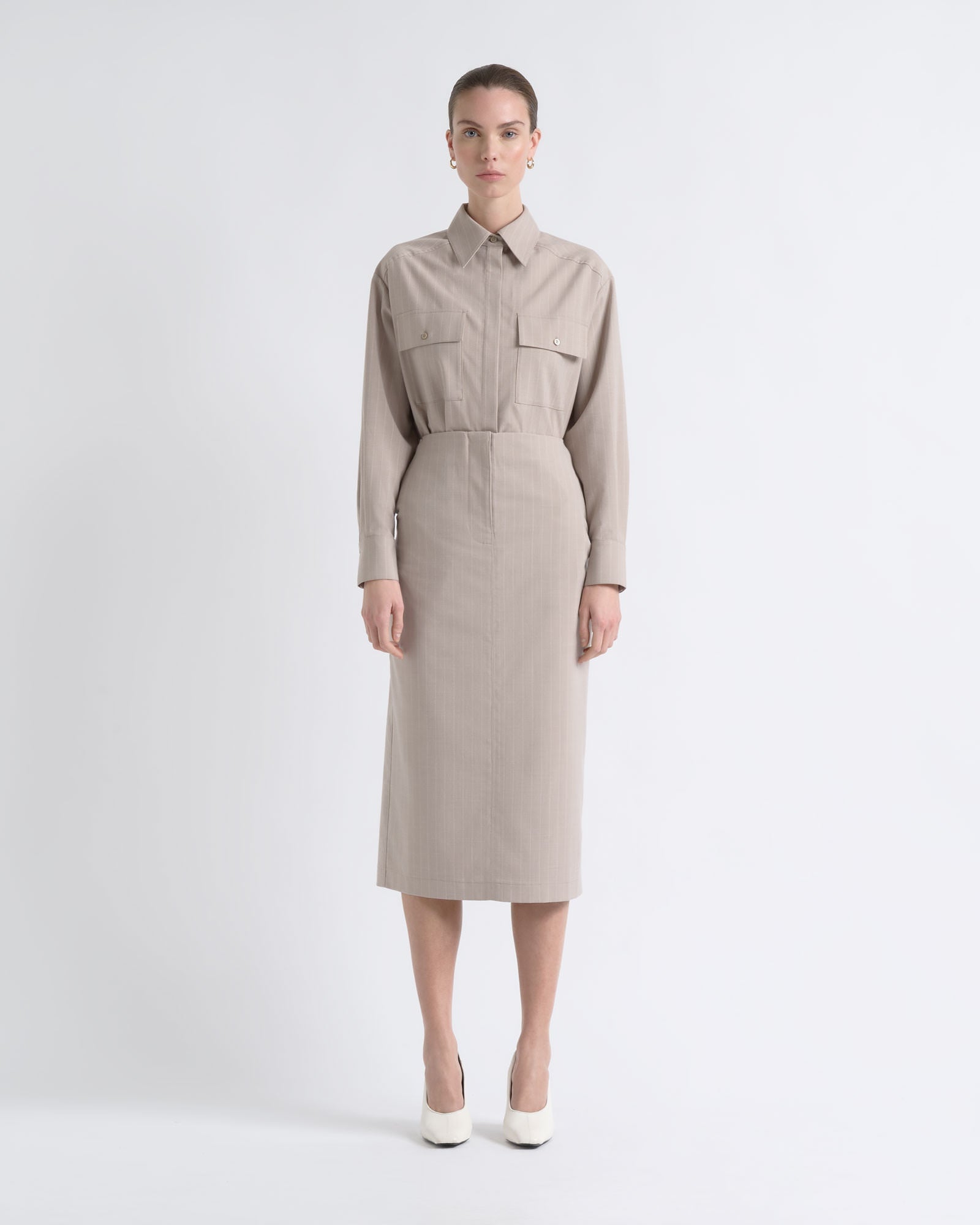 Cue Relaxed Pinstripe Shirt - Image 1