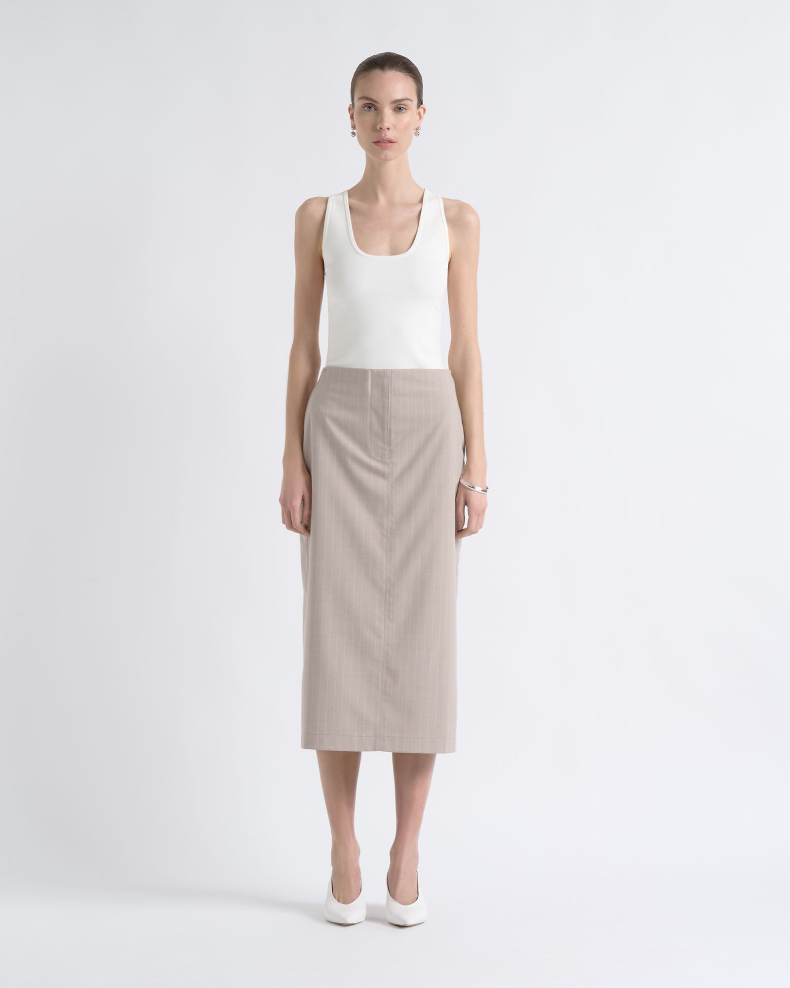 Cue Grown On Pinstripe Skirt - Image 1