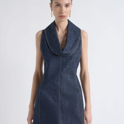Cue Denim Roll Neck Midi Dress - Image 2