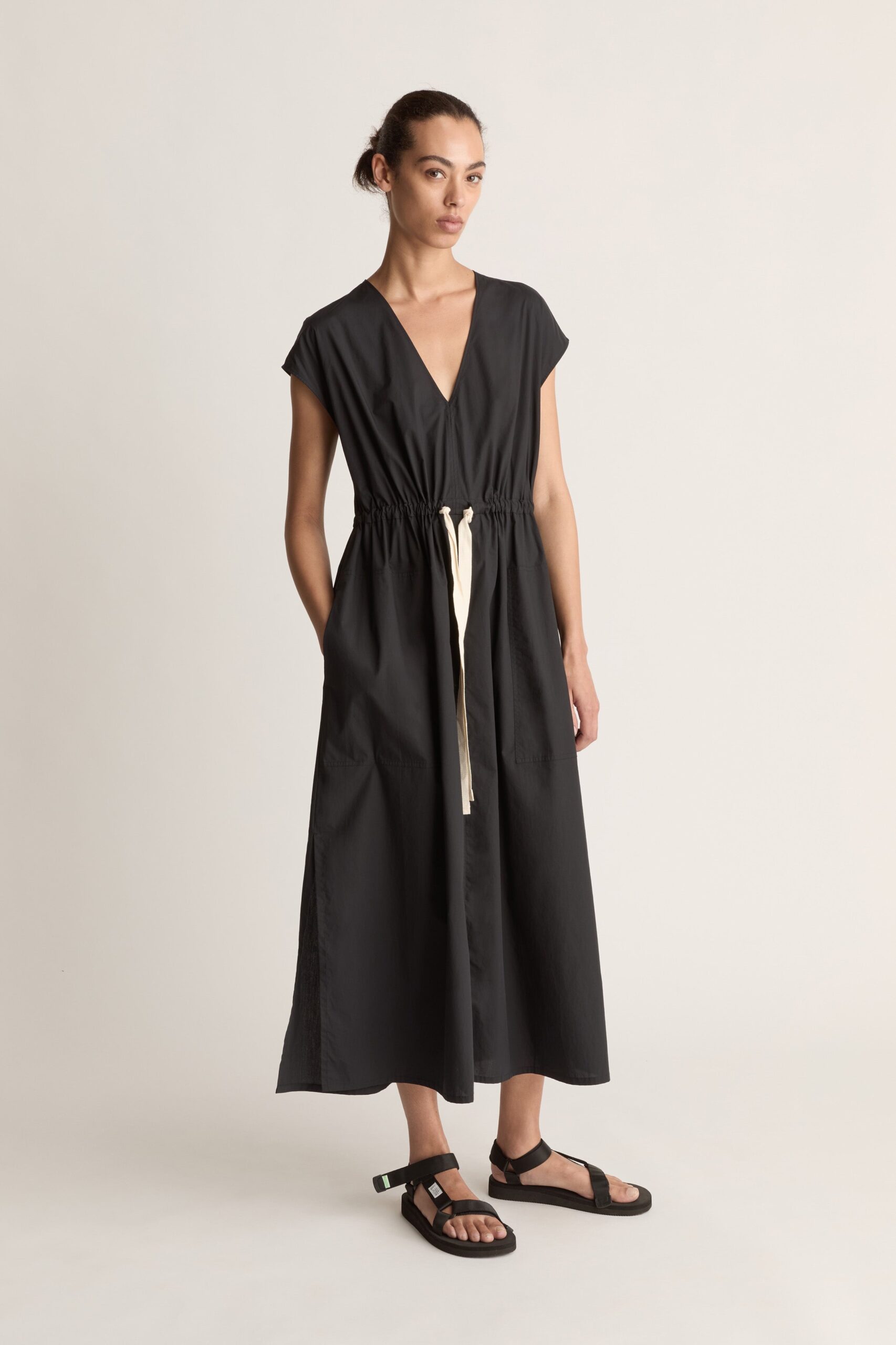 Lee Mathews LM Poplin V Neck Dress - Image 1