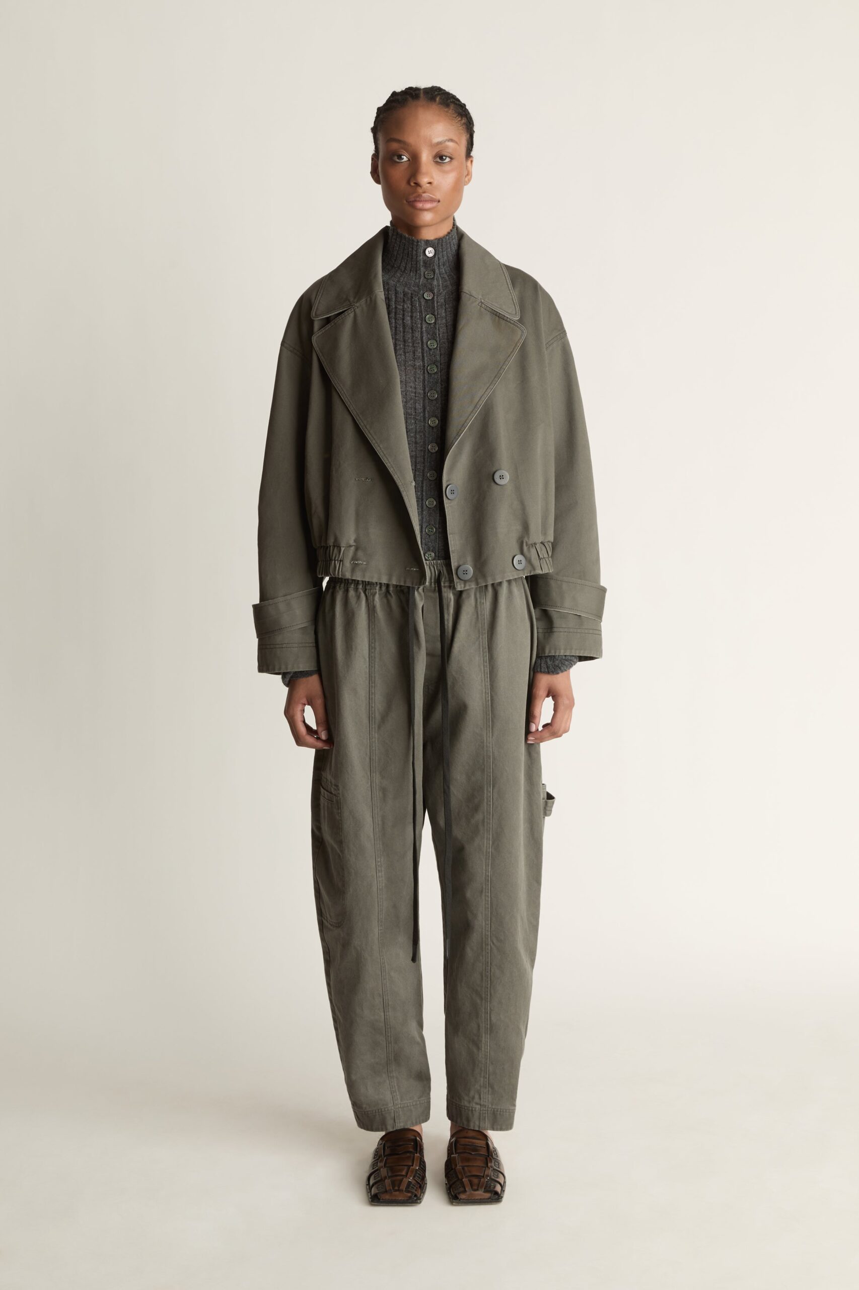 Lee Mathews Harper Washed Twill Double Breasted Bomber - Image 1