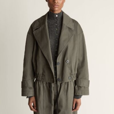 Lee Mathews Harper Washed Twill Double Breasted Bomber - Image 2