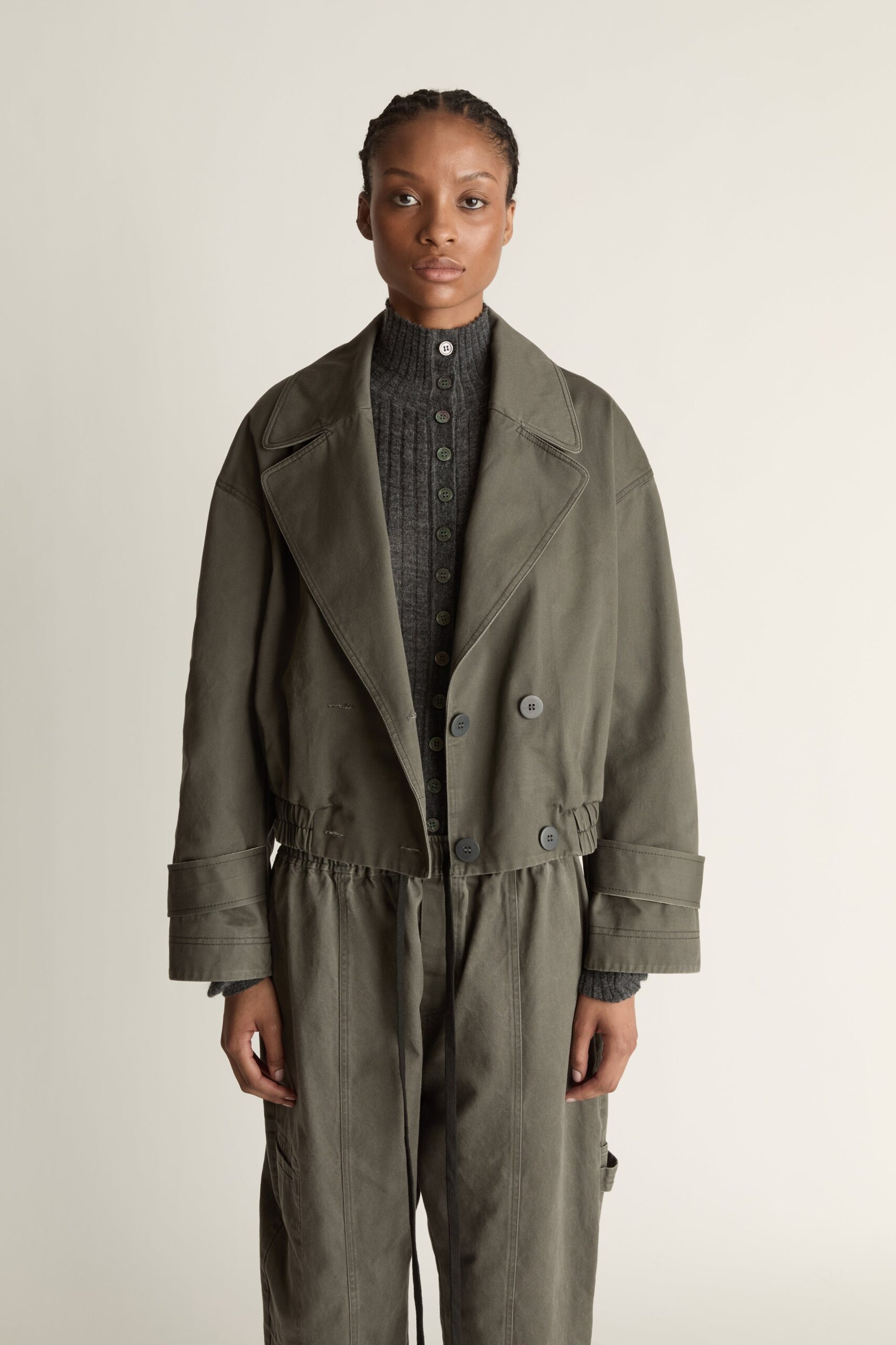MNLM310826190832063_2 Lee Mathews Harper Washed Twill Double Breasted Bomber - Image 2