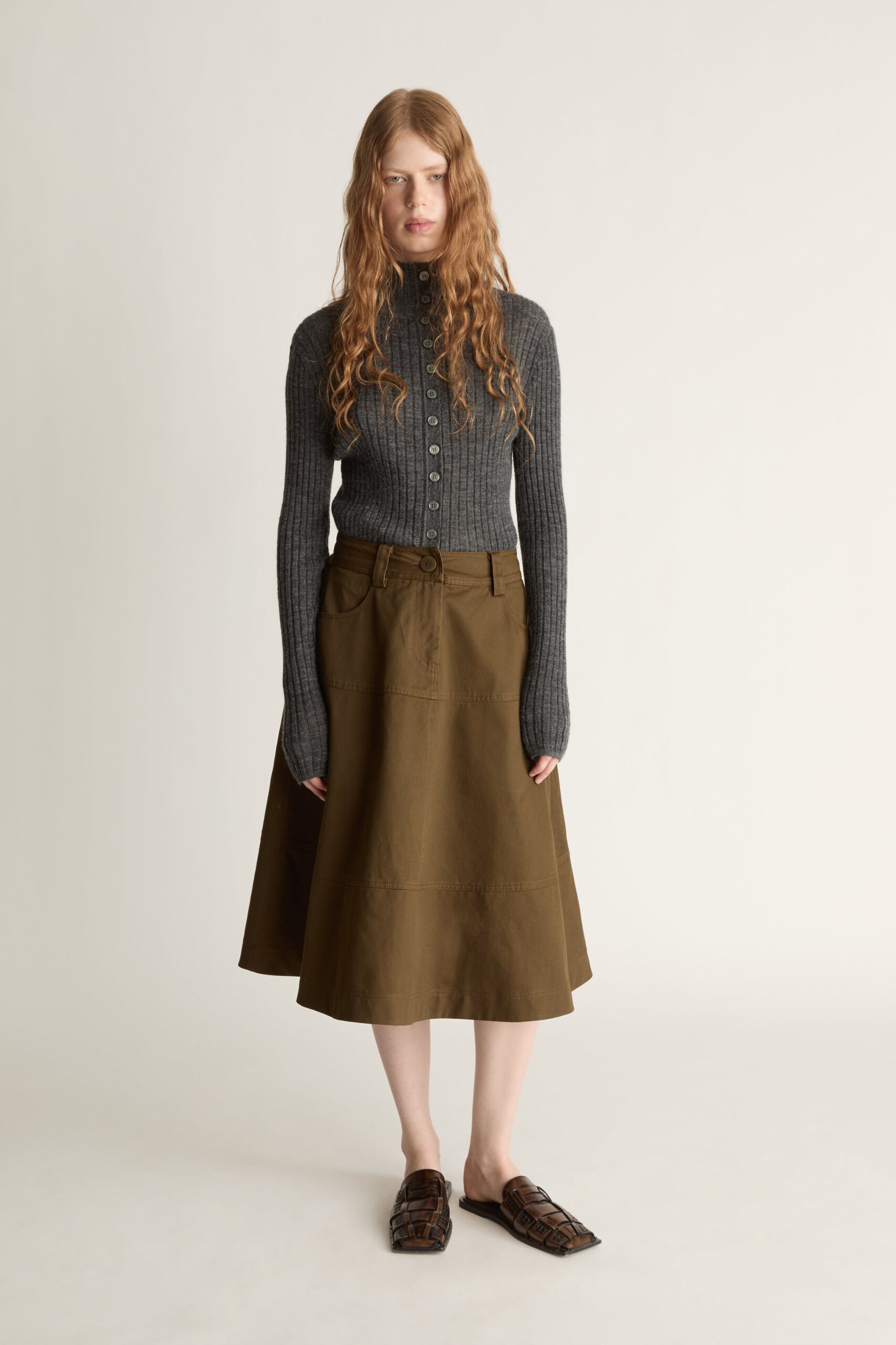 Lee Mathews Harper Drill Flare Skirt - Image 1