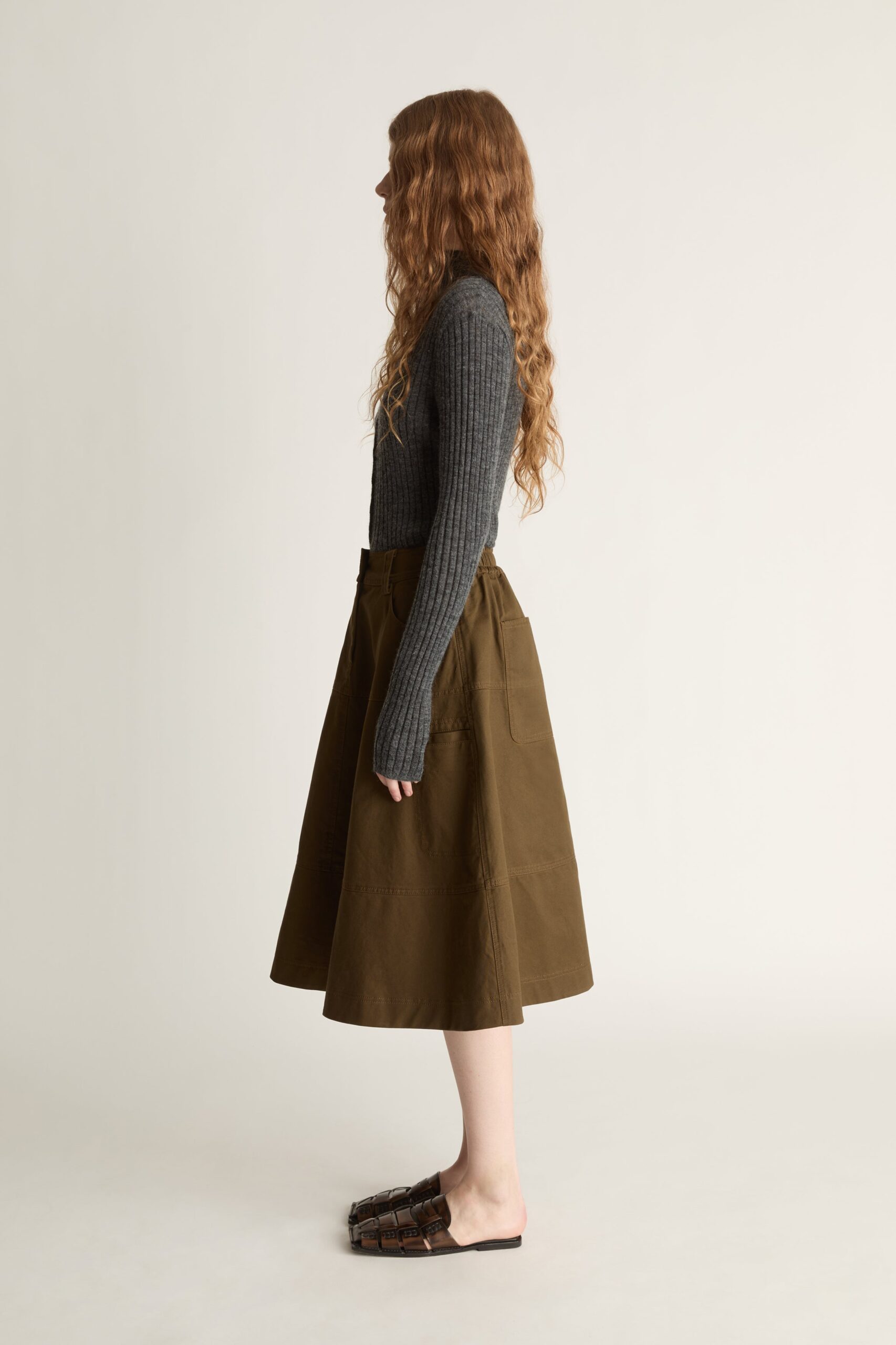 MNLM310826190832067_3 Lee Mathews Harper Drill Flare Skirt - Image 3
