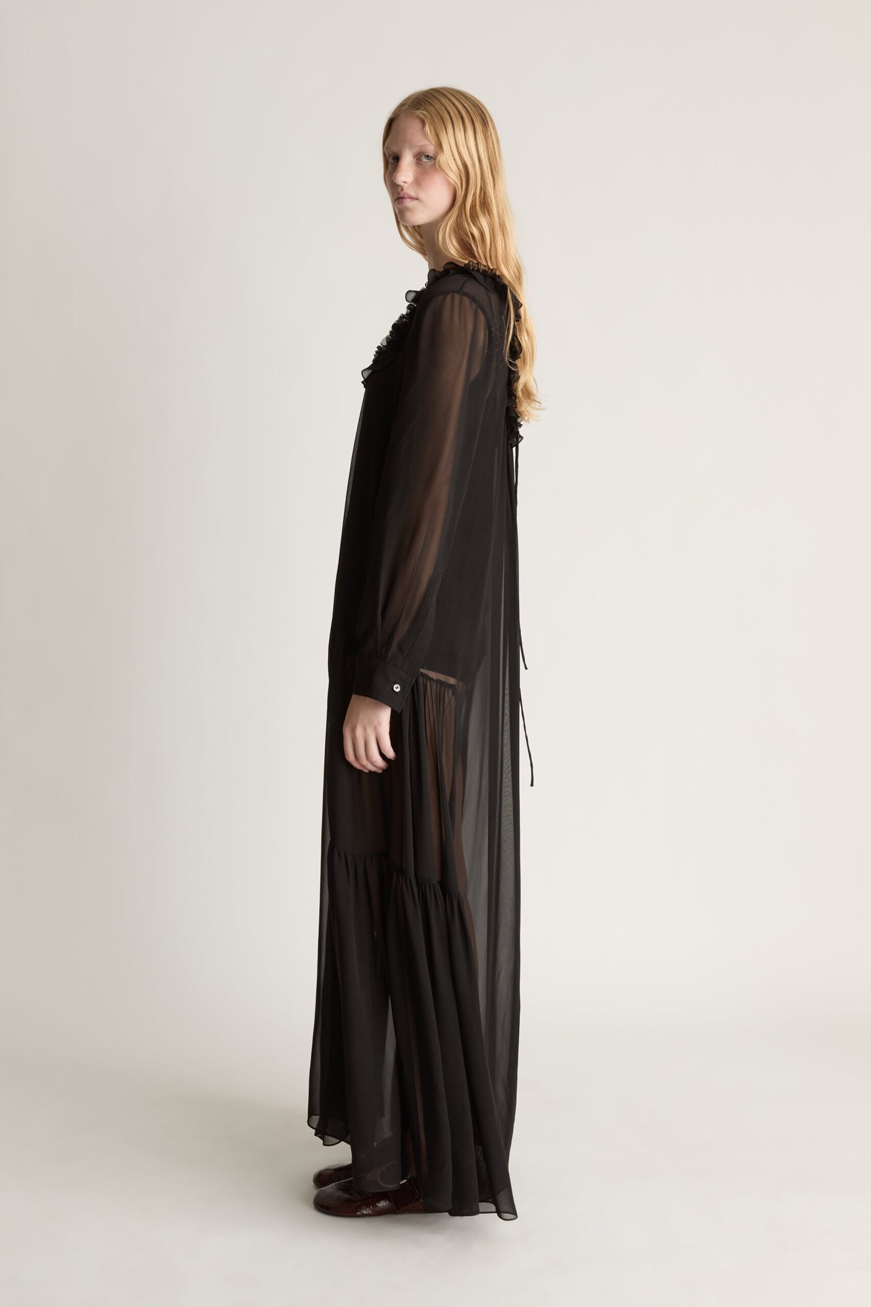 MNLM310826190832087_3 Lee Mathews Evelyn Georgette LS Dress - Image 3