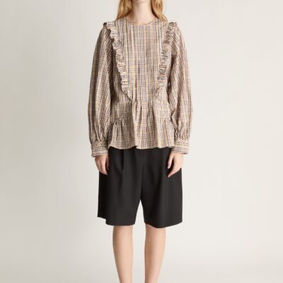 Lee Mathews Christie Poplin Check Blouse - Image 1