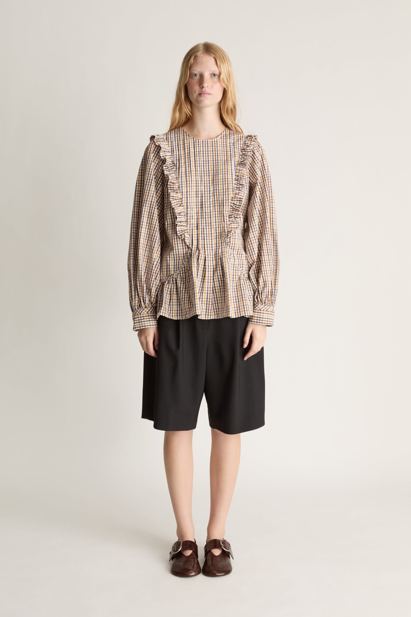 Lee Mathews Christie Poplin Check Blouse - Image 1