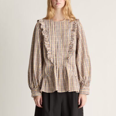 Lee Mathews Christie Poplin Check Blouse - Image 2