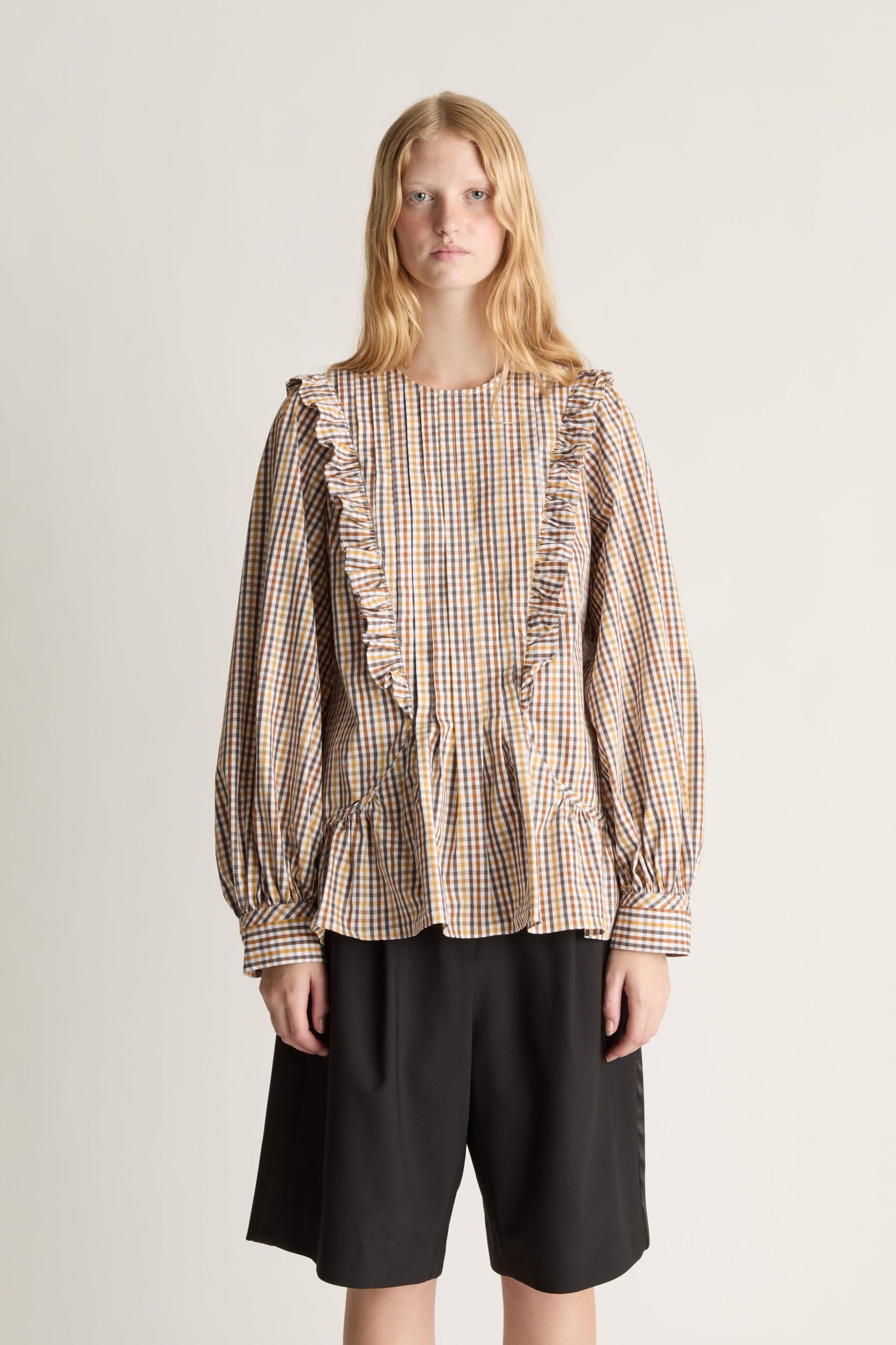 MNLM310826190832102_2 Lee Mathews Christie Poplin Check Blouse - Image 2