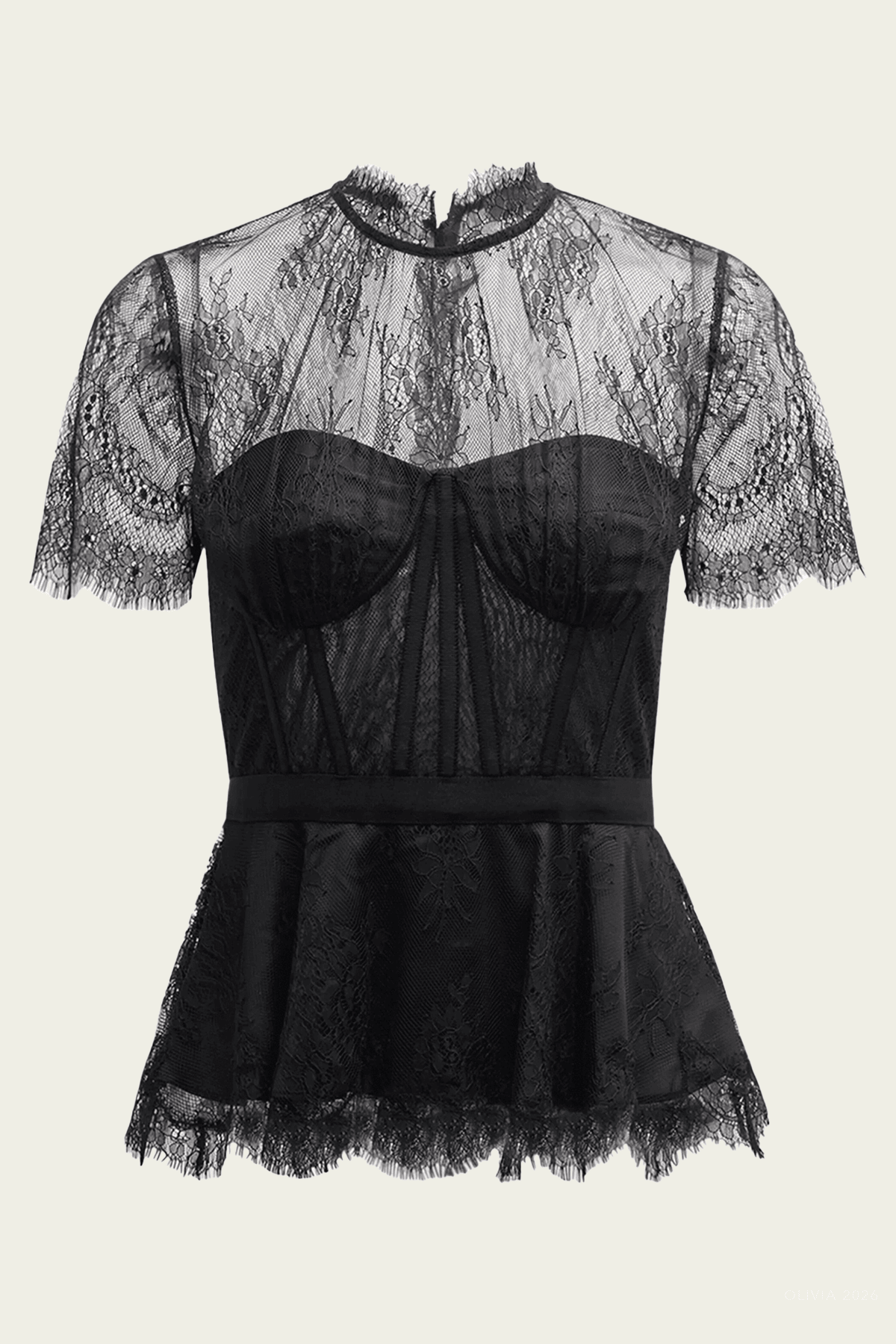 Simkhai Kehlani Lace Short-Sleeve Bustier Top - Image 1