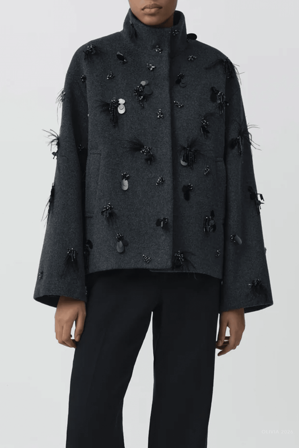 MNSIMK140926213657123_2 Simkhai Siena Embellished Wool Jacket - Image 2