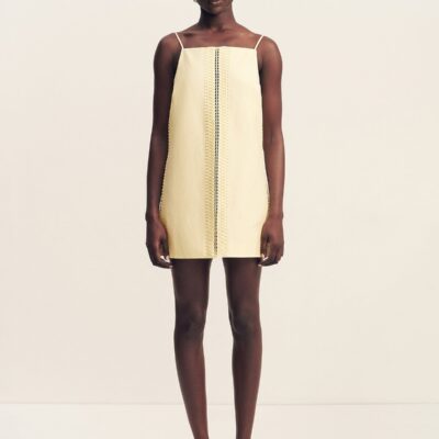 Shona Joy Wright Lace Linen Blend Square Neck Mini Dress - Image 1