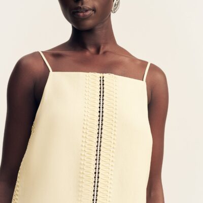 Shona Joy Wright Lace Linen Blend Square Neck Mini Dress - Image 2