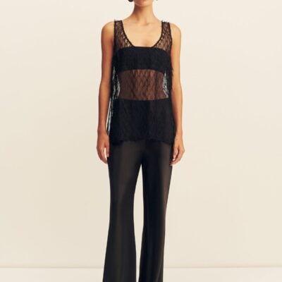 Shona Joy Talitha Sheer Fringe Scoop Neck Top - Image 1
