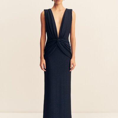 Shona Joy Stellar Lurex Plunged Neck Maxi Dress - Image 1