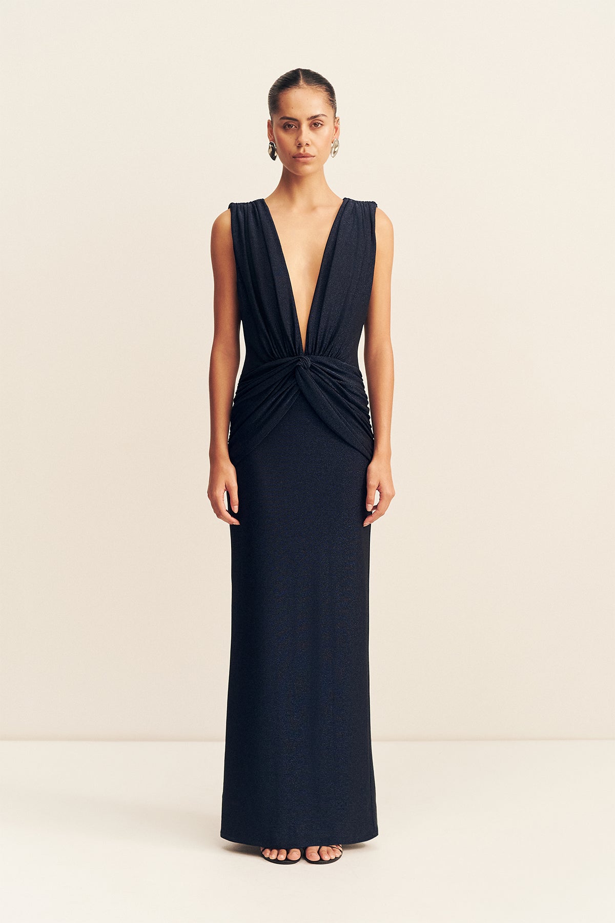 Shona Joy Stellar Lurex Plunged Neck Maxi Dress - Image 1