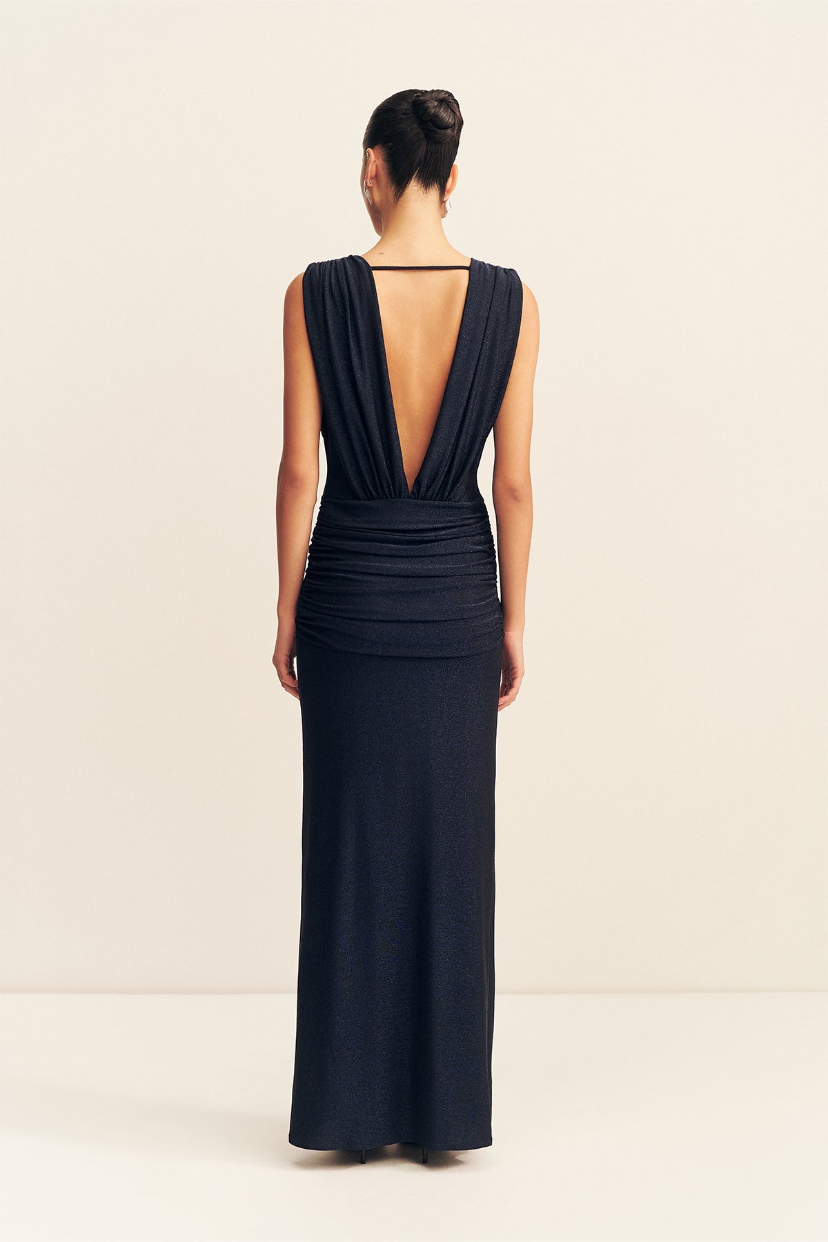 MNSJ140926213050010_2 Shona Joy Stellar Lurex Plunged Neck Maxi Dress - Image 2