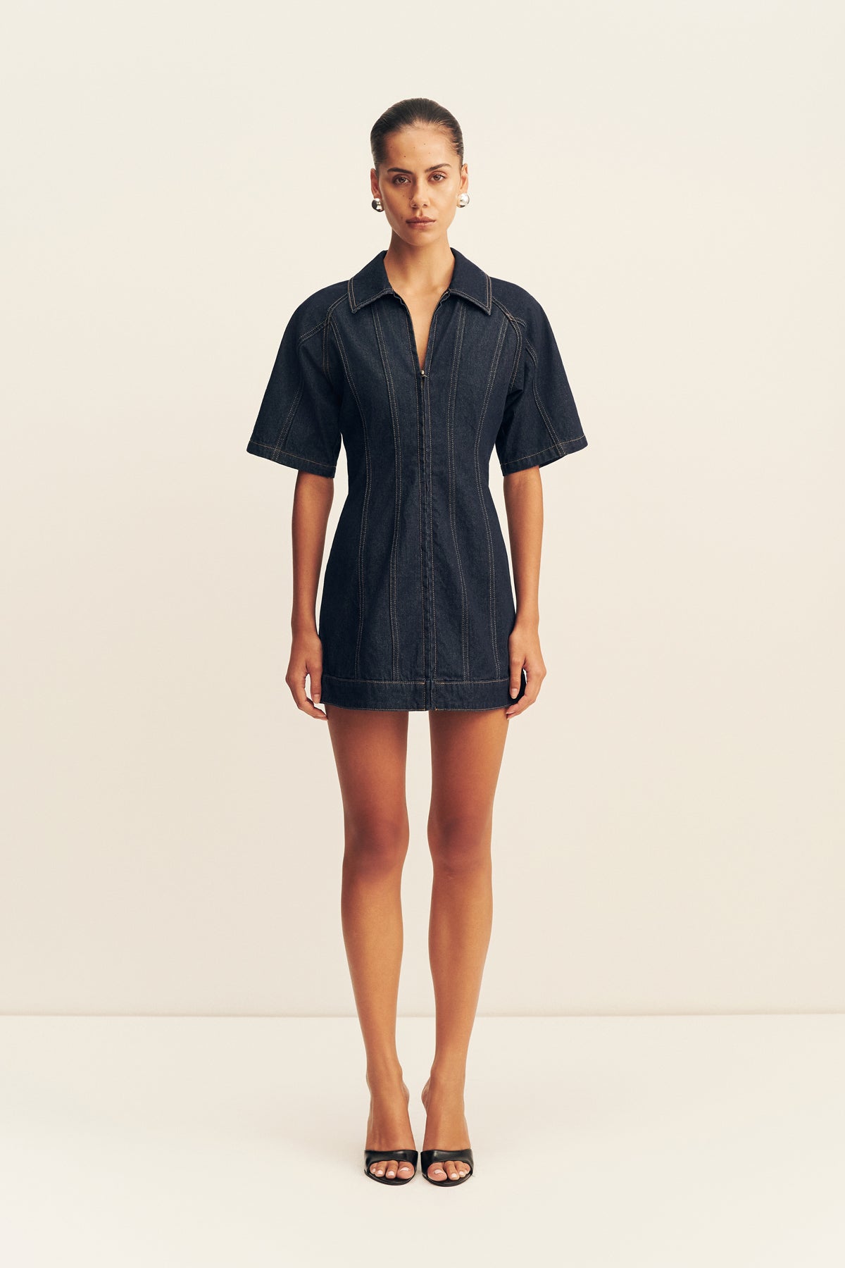 Shona Joy Rita Short Sleeve Structured Mini Dress - Image 1