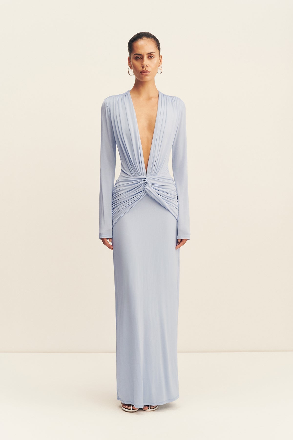Shona Joy Miro Slinky Jersey Long Sleeve Plunged Maxi Dress - Image 1