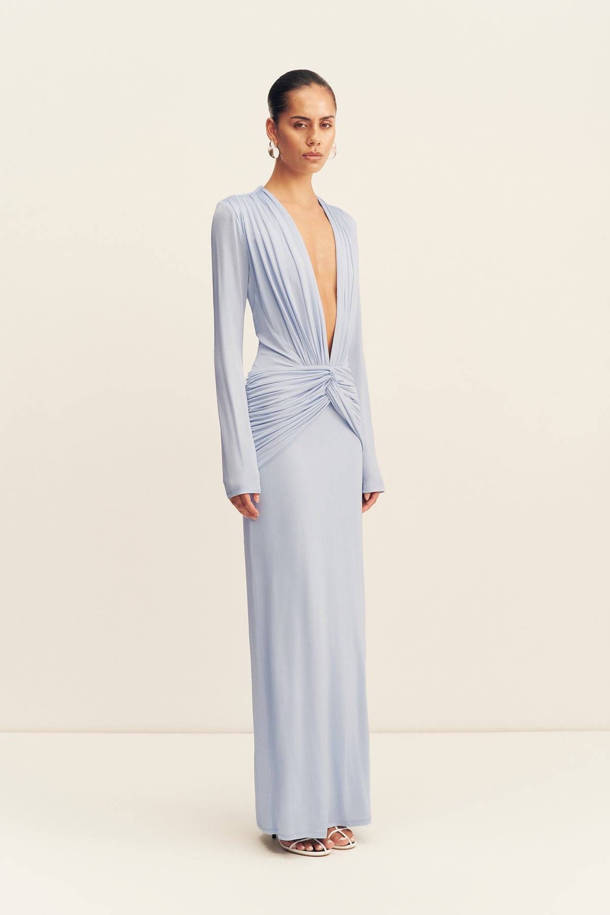 Shona Joy Miro Slinky Jersey Long Sleeve Plunged Maxi Dress - Image 3