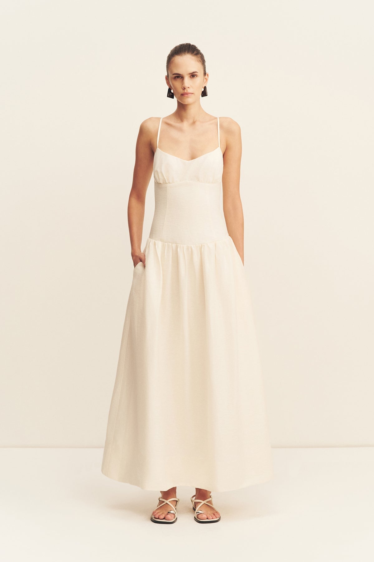 Shona Joy Marlowe Linen Blend Bustier Maxi Dress