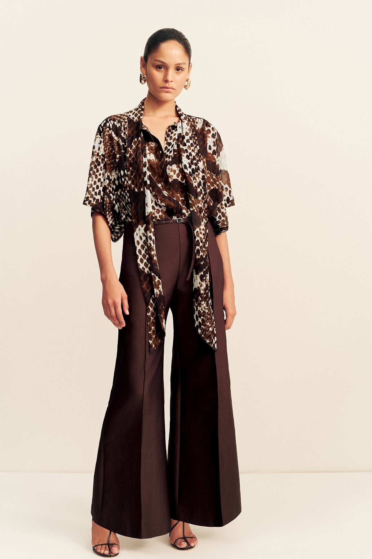 MNSJ140926213050048_2 Shona Joy Maia Sheer Scarf Shirt With Tie - Image 2