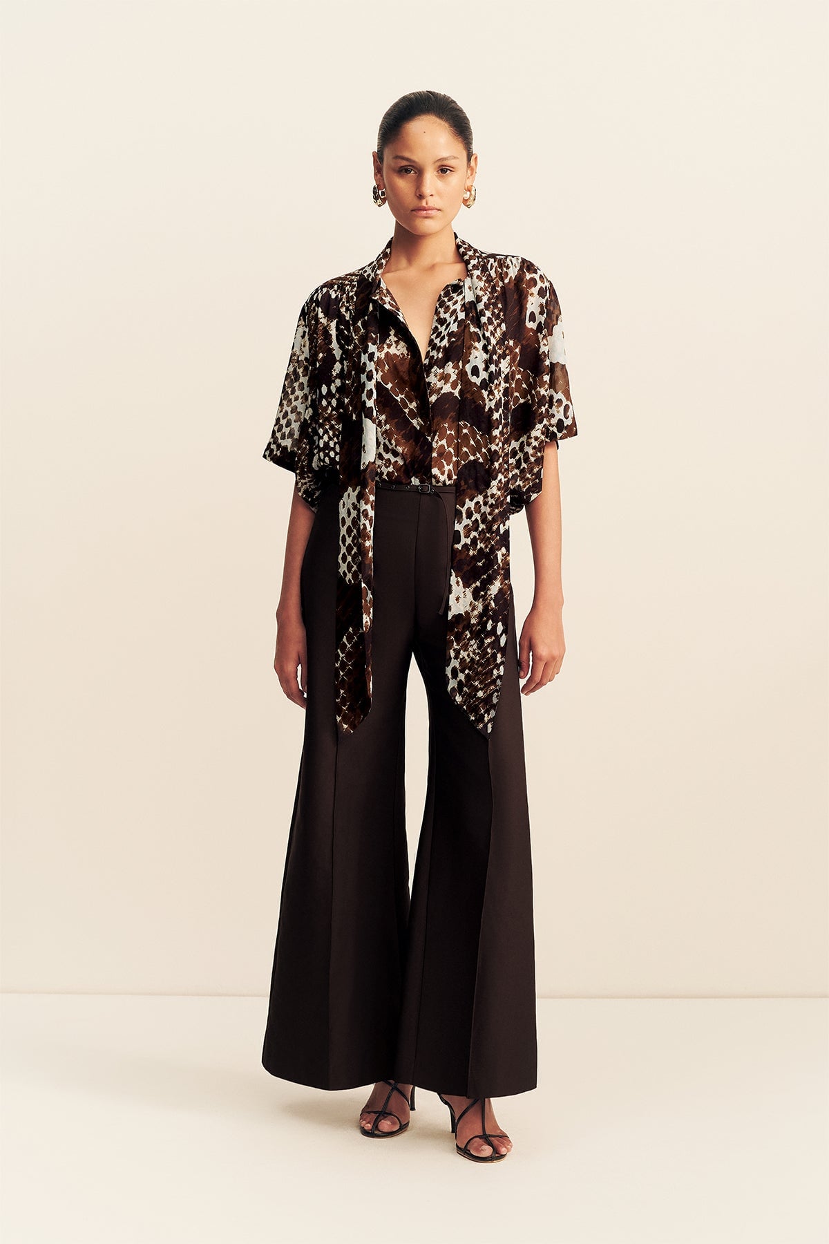 MNSJ140926213050048_3 Shona Joy Maia Sheer Scarf Shirt With Tie - Image 3